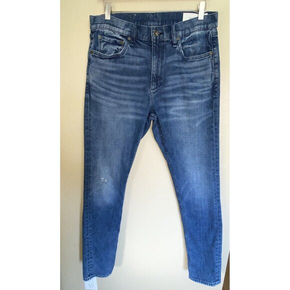 rag & bone Other - Rag & Bone Jeans Mens Fit 1 Skinny Leg Size 33 X 32 Burke Blue Zip Fly Distress